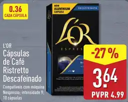 ALDI l'or cápsulas de café ristretto descafeinado promoção