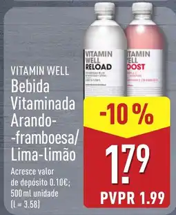ALDI vitamin well bebida vitaminada arando-framboesa/lima-limão promoção