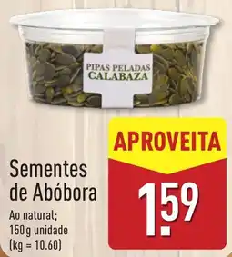 ALDI Pipas peladas calabaza sementes de abóbora promoção