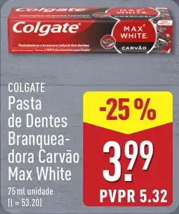 ALDI Colgate Pasta de Dentes Branqueadora Carvão Max White promoção