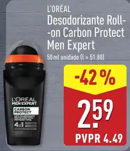 ALDI L'oreal desodorizante roll-on carbon protect men expert promoção