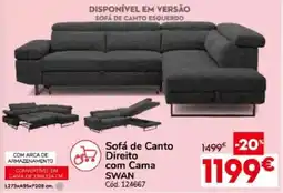 Conforama Sofá de Canto Direito com Cama Swan promoção