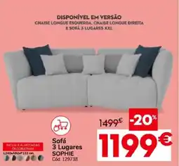 Conforama Sofá 3 Lugares Sophie promoção