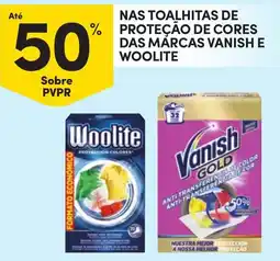 Continente toalhitas de proteção de cores das marcas vanish e woolite promoção
