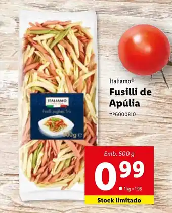 Lidl Italiamo Fusilli de Apúlia 500g promoção