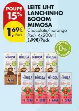 Pingo Doce Leite uht lanchinho booom mimosa chocolate/morango promoção