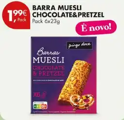 Pingo Doce Barras muesli chocolate & pretzel promoção