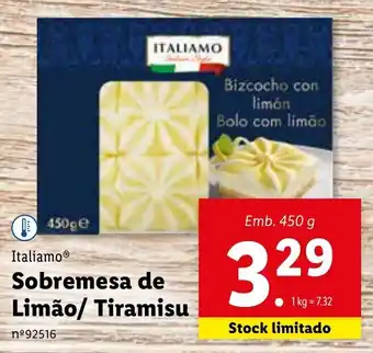 Lidl Italiamo Sobremesa de Limão/Tiramisu 450g promoção