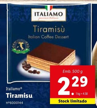 Lidl Italiamo Tiramisù 500g promoção
