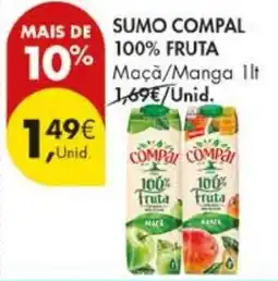 Pingo Doce Sumo compal 100% fruta maçã/manga promoção
