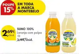 Pingo Doce Sumo 100% Laranja com polpa Montebelo Brasil promoção