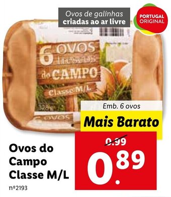 Lidl Ovos do Campo Classe M/L 6 ovos promoção