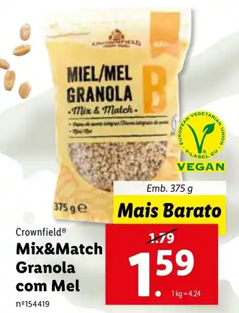Crownfield Mix & Match Granola com Mel 375g