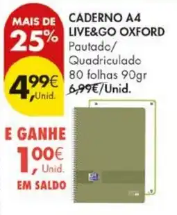 Pingo Doce caderno a4 live&go oxford promoção