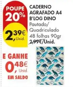 Pingo Doce Caderno agramado a4 b'log dino promoção