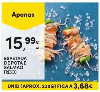 Espetada de pota e salmão fresco