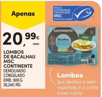 Continente Lombos de bacalhau msc continente promoção