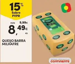 Continente Queijo Barra Milhafre promoção