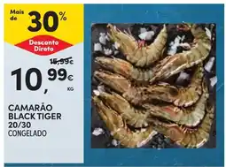 Continente Camarão black tiger 20/30 congelado promoção