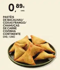 Continente pastéis de bacalhau/coxas frango/chamuças de carne cozinha continente promoção