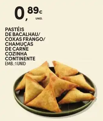 Continente pastéis de bacalhau/coxas frango/chamuças de carne cozinha continente promoção