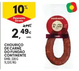 Continente Chouriço de carne do fundão continente promoção