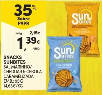 Continente Snacks sunbites sal marinho/ cheddar & cebola caramelizada promoção