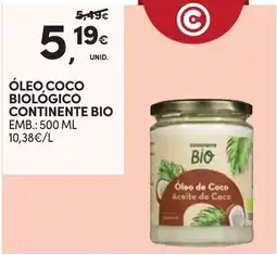 Continente Óleo coco biológico continente bio promoção