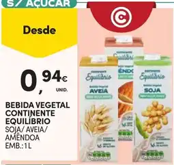 Continente Bebida vegetal continente equilíbrio soja/aveia/amêndoa promoção