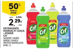 Continente Detergente manual p/ loiça + poder cif promoção