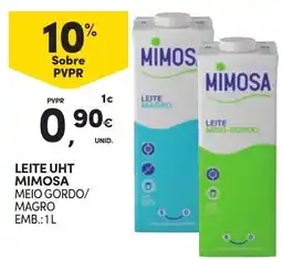 Continente Leite uht mimosa meio gordo/magro promoção