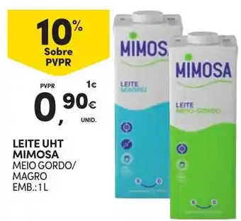 Continente Leite uht mimosa meio gordo/magro promoção
