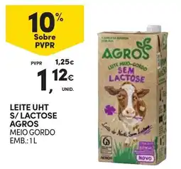 Continente Leite uht s/ lactose agros meio gordo promoção