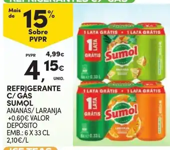 Continente Refrigerante c/ gas sumol ananas/ laranja promoção