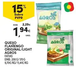 Continente Queijo flamengo original/light agros promoção
