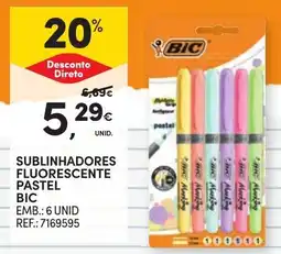 Continente sublinhadores fluorescente pastel bic promoção