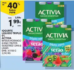 Continente Iogurte líquido triplo 0% activia promoção