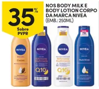 Continente nos body milk e body lotion corpo da marca nivea promoção