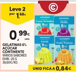Continente Gelatinas 0% açucar continente promoção