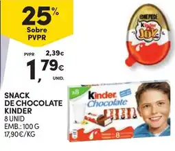 Continente Snack de chocolate kinder promoção
