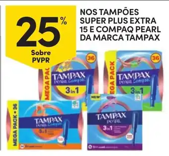 Continente tampões super plus extra 15 e compaq pearl da marca tampax promoção