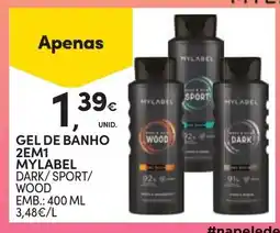 Continente gel de banho mylabel dark/sport/wood promoção