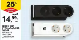 Continente Bloco clip 2 tomadas+usb boost promoção