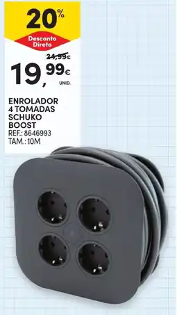 Continente enrolador 4 tomadas schuko boost promoção