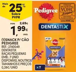 Continente Snack p/ cão pedigree dentastix raças pequenas promoção