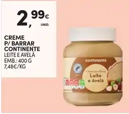 Continente Creme p/ barrar continente leite e avelã promoção
