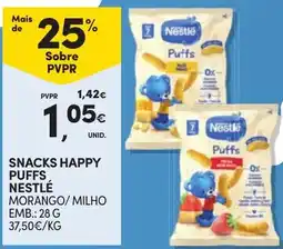 Continente Snacks happy puffs nestlé morango/milho promoção