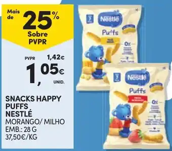 Continente Snacks happy puffs nestlé morango/milho promoção