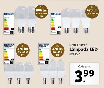 Lidl Livarno Home Lâmpada LED promoção