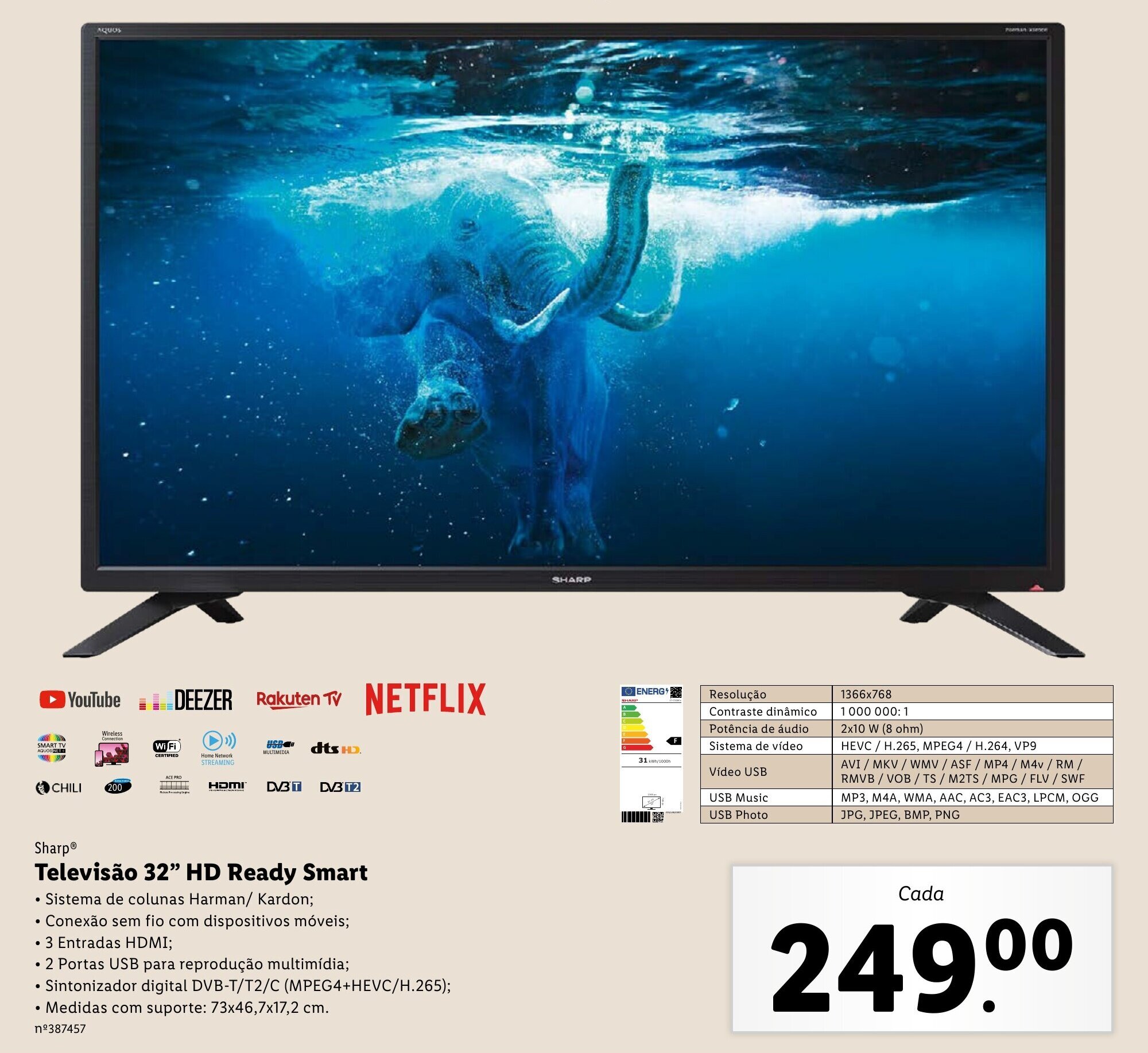 Promoção Sharp Televisão HD Ready Smart 32" em Lidl
